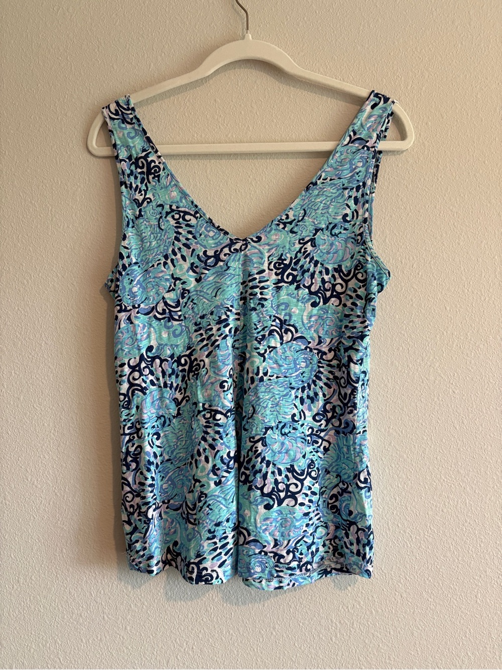 Lilly Pulitzer Gigi V-Neck Tank Top Women’s Small Light Aqua Spritz
